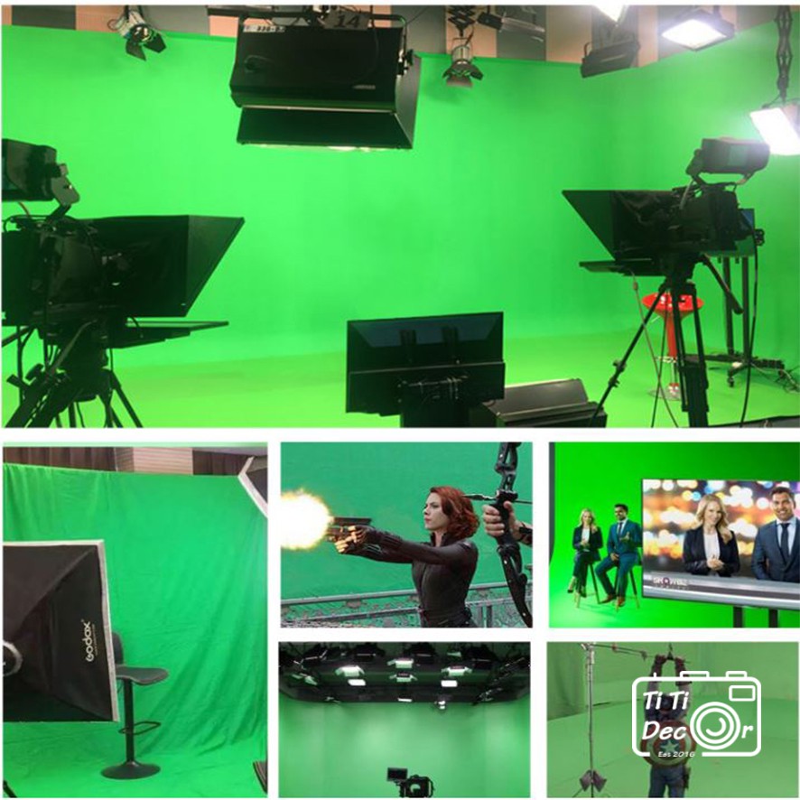 Phông vải tách nền xanh studio lá đã may ghép, phông nền chụp ảnh, quay phim TiTiDecor