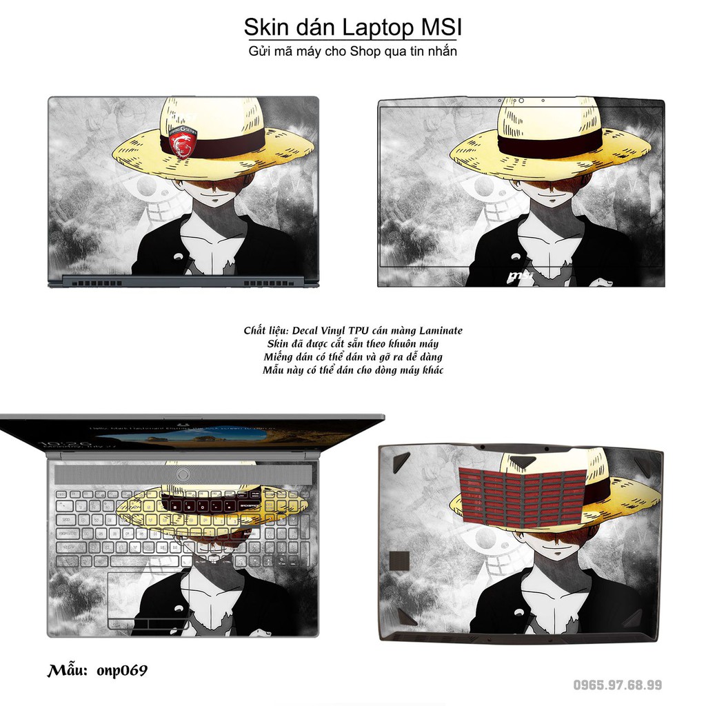 Skin dán Laptop MSI in hình One Piece _nhiều mẫu 5 (inbox mã máy cho Shop)