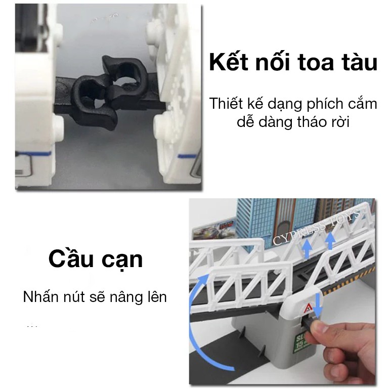 Bộ đồ chơi lắp ráp tàu cao tốc KAVY chạy đường ray  rất gồm nhiều chi tiết nhà, đèn báo hiệu (gồm 5 toa tàu)