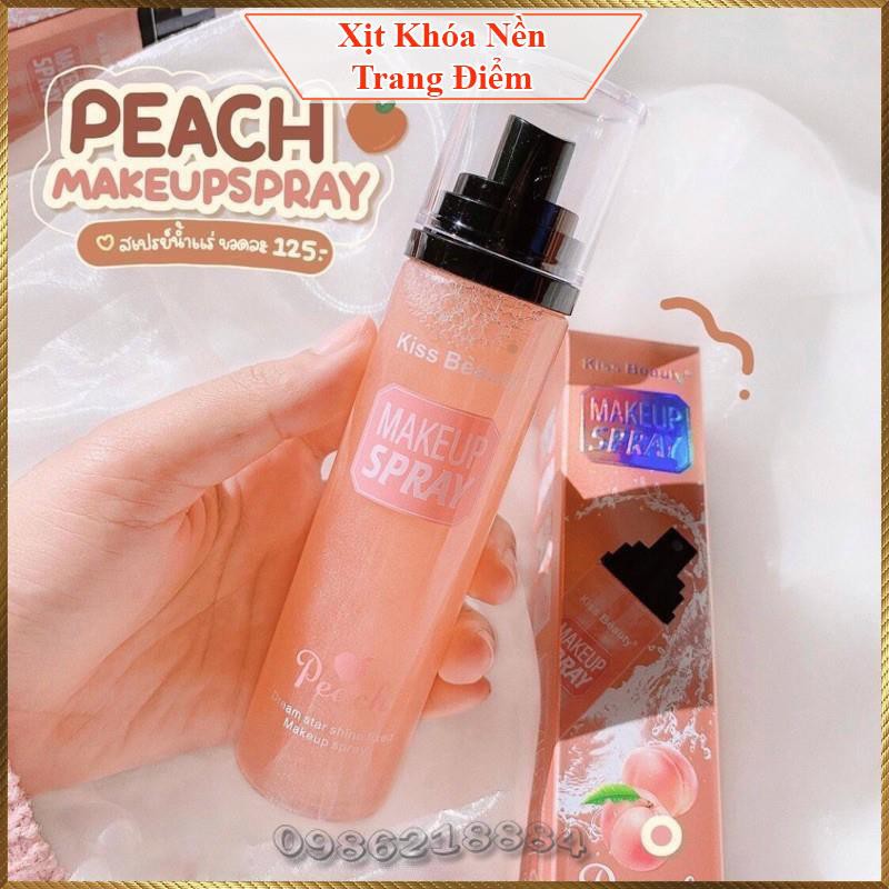 Xịt khóa nền Kiss Beauty hương Đào 110ml giữ lớp trang điểm cố định lâu trôi KBP1