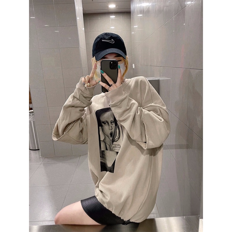 Áo Nỉ Nữ Dài Tay Cổ Tròn Thời Trang Hàn Mới