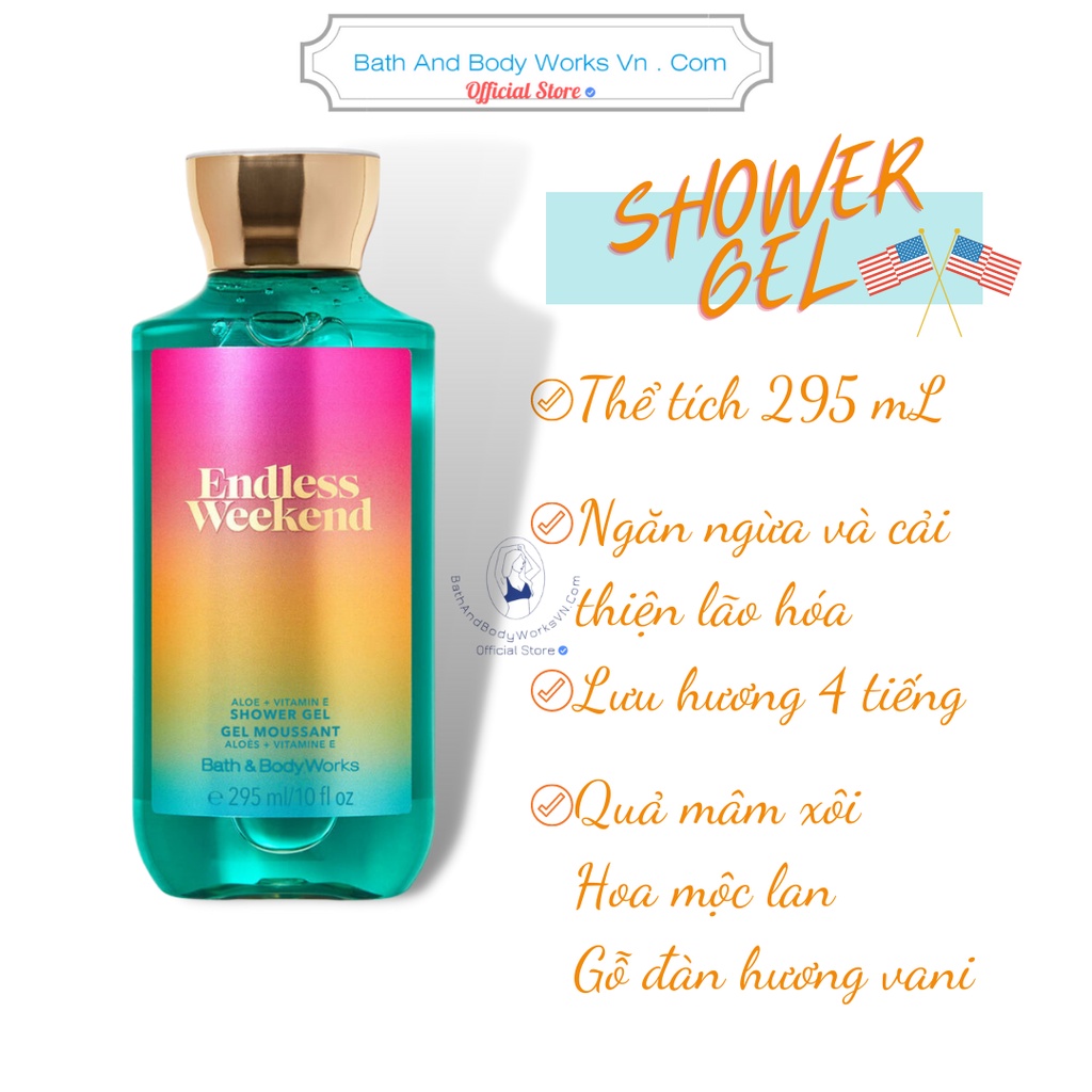Shower Gel Sữa tắm dưỡng thể Bath And Body Works cấp ẩm và làm sạch cho da, đa dạng mùi hương.