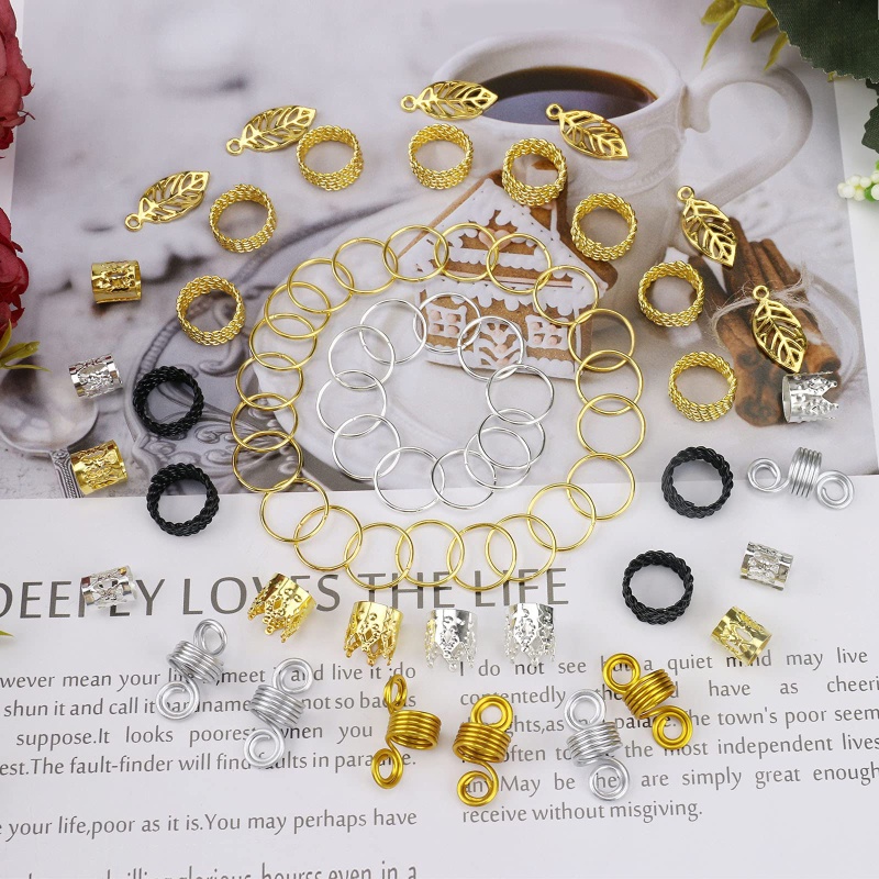 Youyo Bộ Vòng Kim Loại Xỏ Hạt Nối Tóc Tết Bím DIY Trang Điểm Cho Nữ