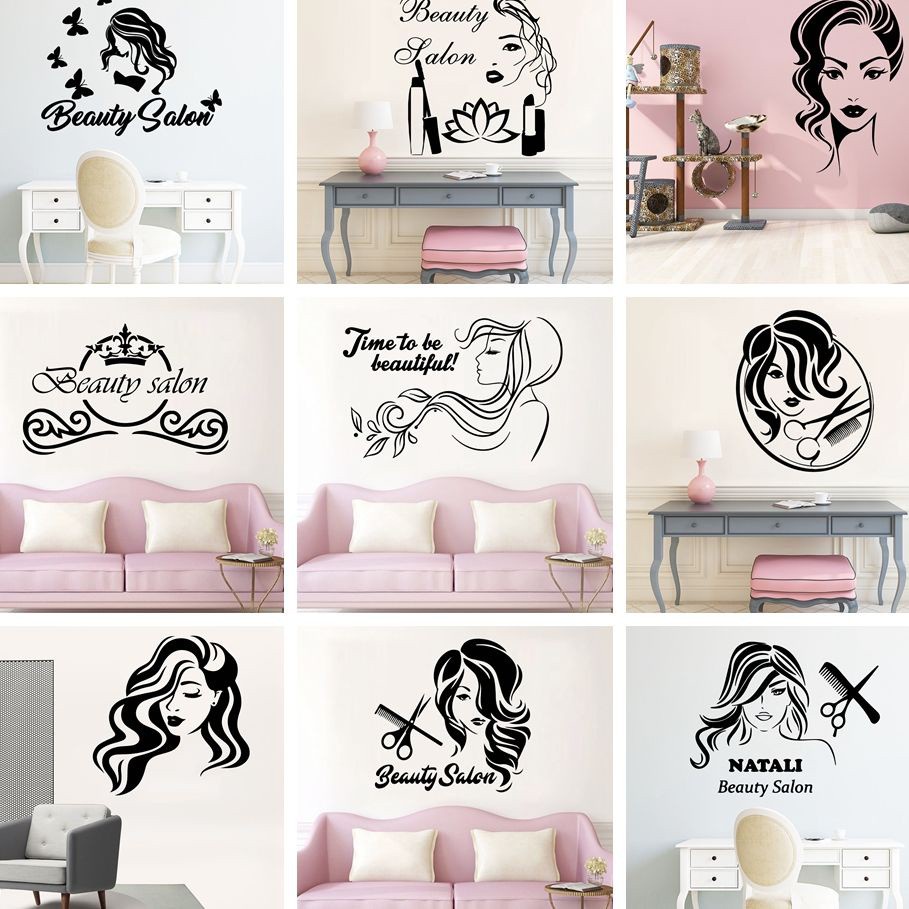 Sticker Dán Tường Trang Trí Tiệm Salon Làm Đẹp Chất Liệu Vinyl