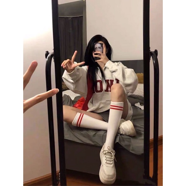 Áo sweater nỉ da cá polo có khoá kéo ulzzang in chữ LKOD