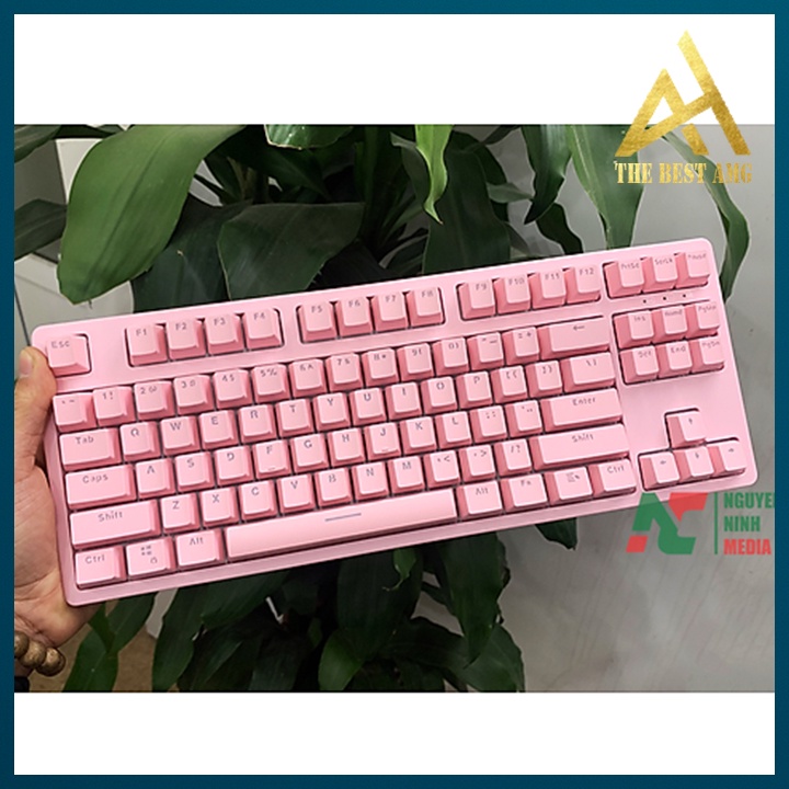 Bàn Phím Cơ Gaming Xuyên Led Mini 87 Phím EDRA EK387 Màu Hồng Bàn Phím Máy Tính Có Dây Chơi Game