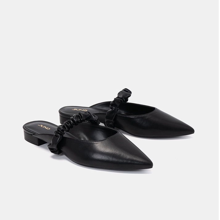 Giày Mules Nữ 3cm Thời Trang Juno Quai Nhún Trang Trí BB03093
