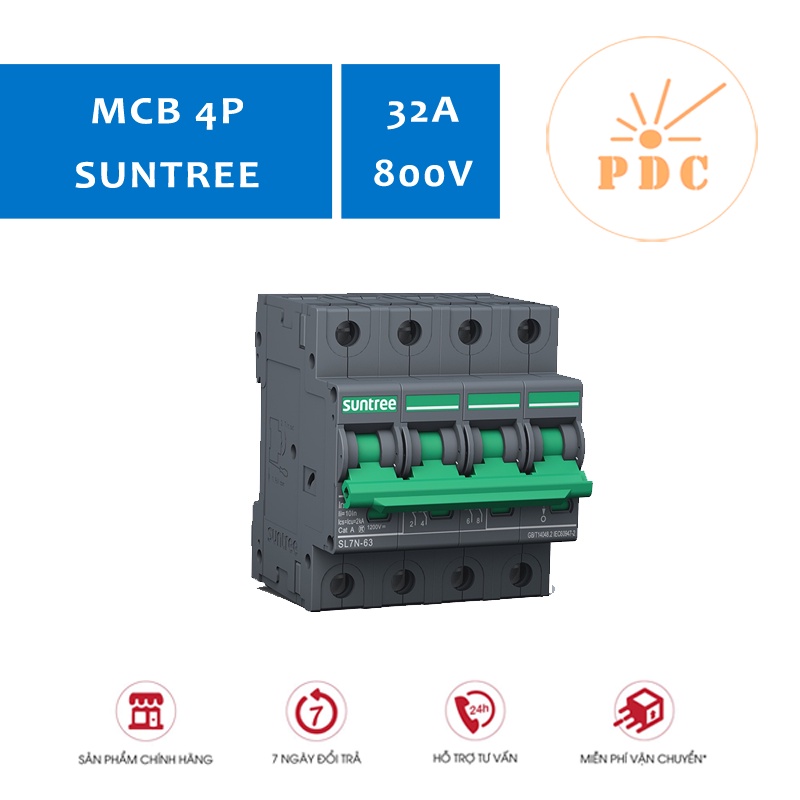 Aptomat Bảo Vệ Mạch DC (MCB DC) DC 4P 1000VDC Suntree - Hàng chính hãng