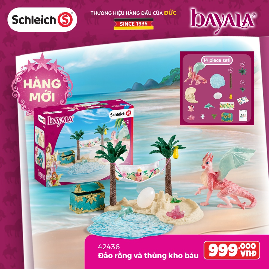 Đồ Chơi Mô Hình SCHLEICH Đảo Rồng Và Thùng Kho Báu 42436