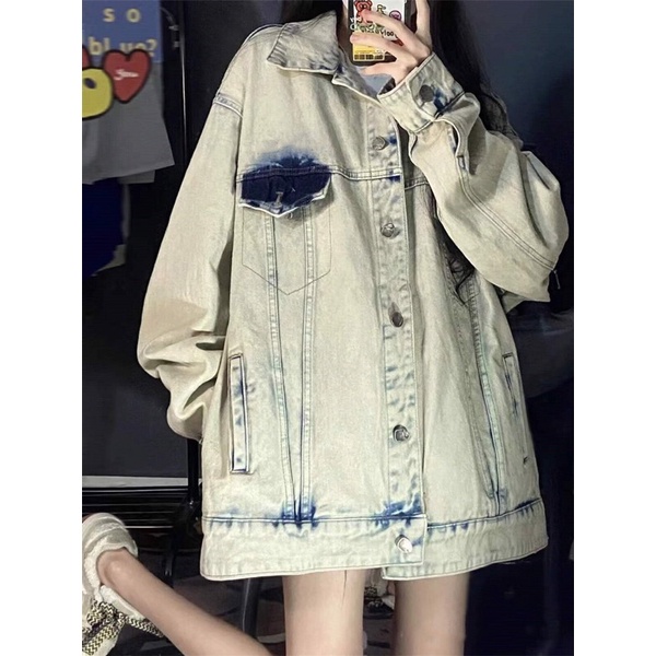 TKLIHN Áo khoác JEANS ulzzang loang màu BẠC MÀU fashionita 2022