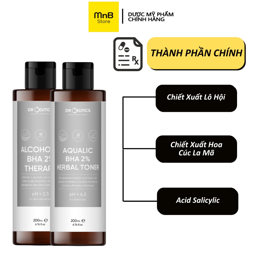 Toner DrCeutics BHA 2% làm sạch và cân bằng da 200ml