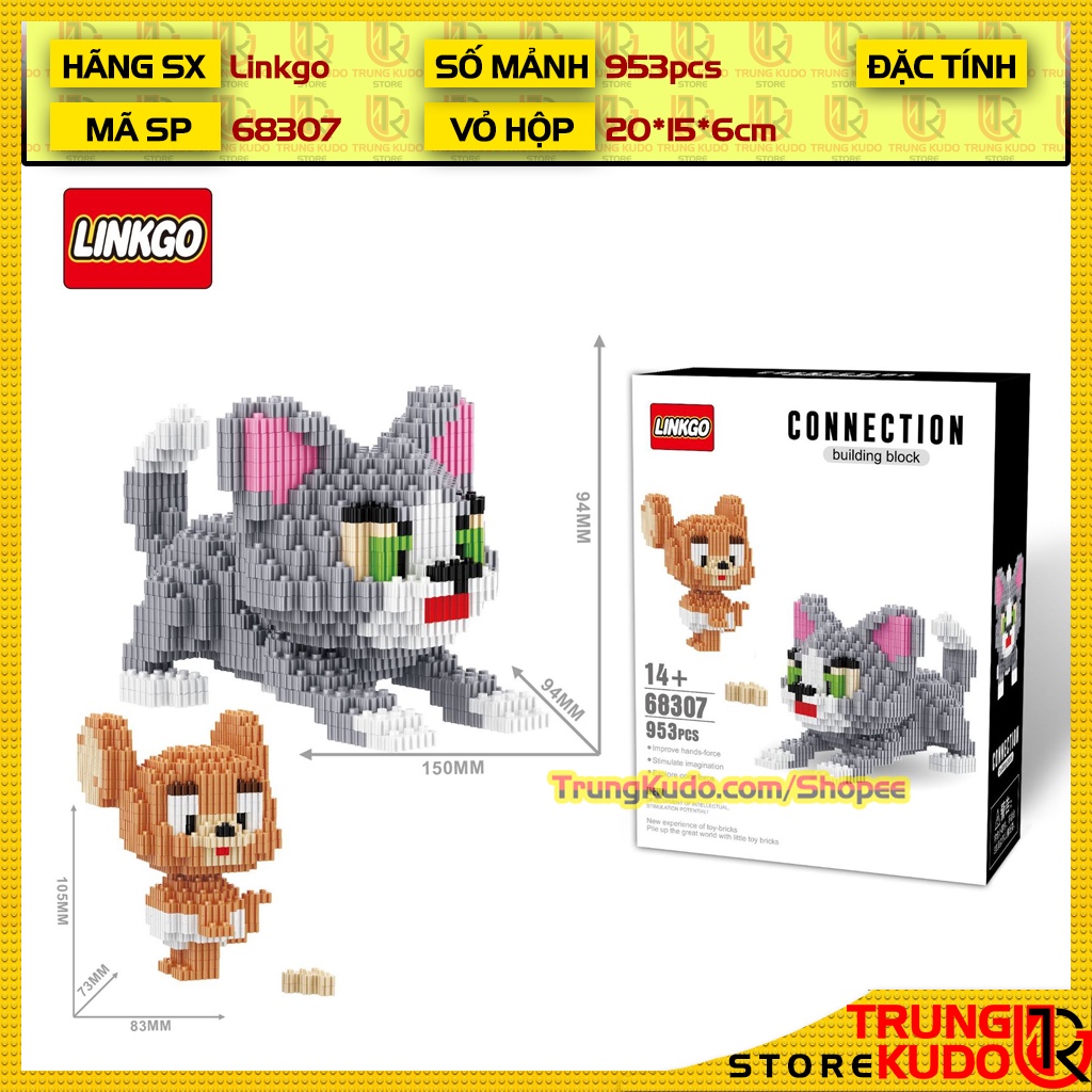 Mô hình Tom and Jerry 3 trong 1 dạng Đồ chơi xếp hình làm quà tặng, đồ Decor - 68307