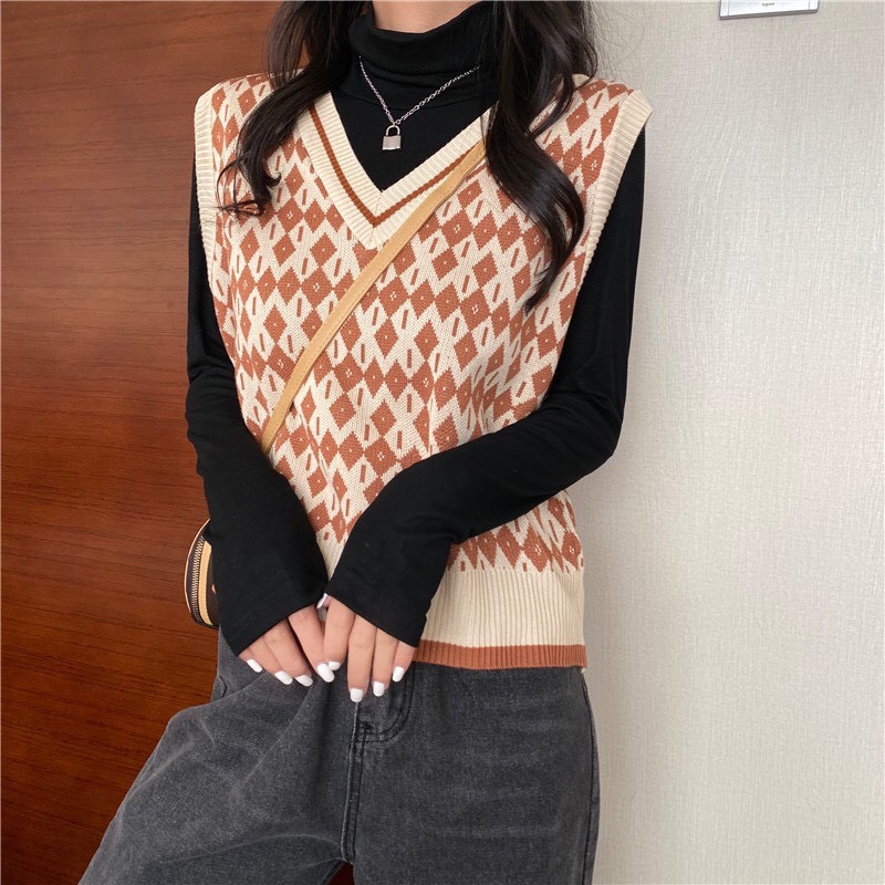 Áo gile len mỏng họa tiết thổ cẩm siêu xinh - 4Basic | BigBuy360 - bigbuy360.vn