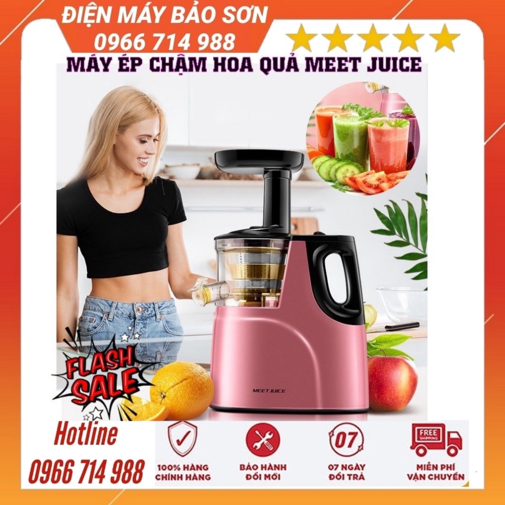 Máy ép chậm MEET JUICE, Máy ép trái cây- Vắt kiệt bã công suất 150W - Tặng 2 cốc đựng nước - Bảo hành 12 tháng