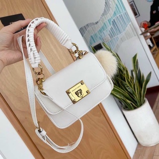 Túi xách nữ quai tết CnK đeo chéo, khoá dập logo size 18 hàng đẹp