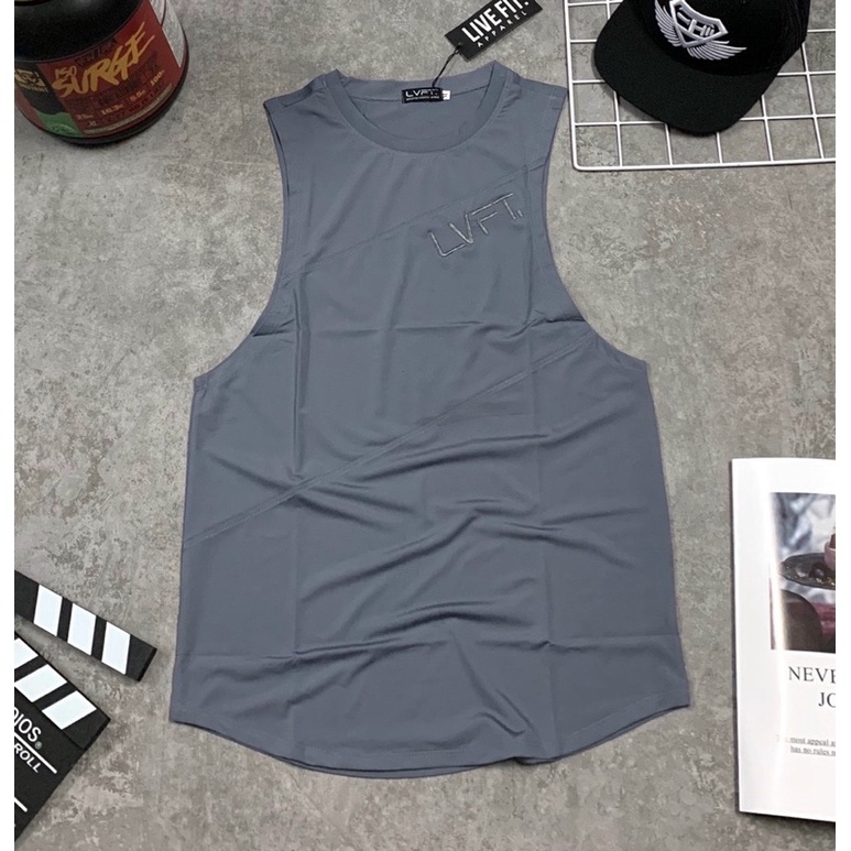 [sale sốc] áo tank top gym nam LIVEFIT,áo ba lỗ thun nam.