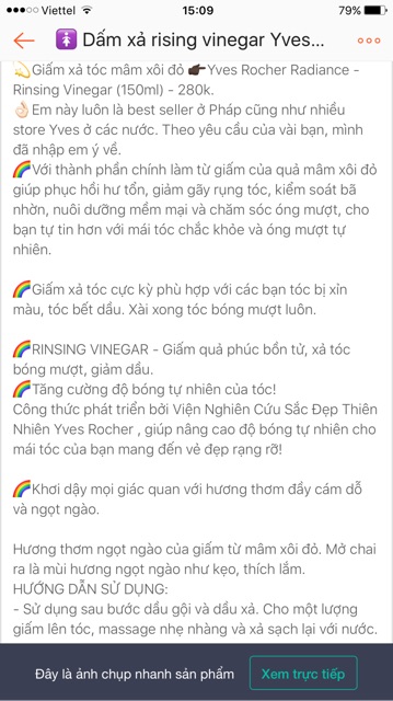 (Hàng mới về) Dấm / Giấm xả rinsing vinegar Yves Rocher | BigBuy360 - bigbuy360.vn