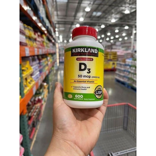 THANH LÝ - Hàng chuẩn Mỹ - Vitamin D3 Kirkland 2000IU hộp 600 viên T11.2024