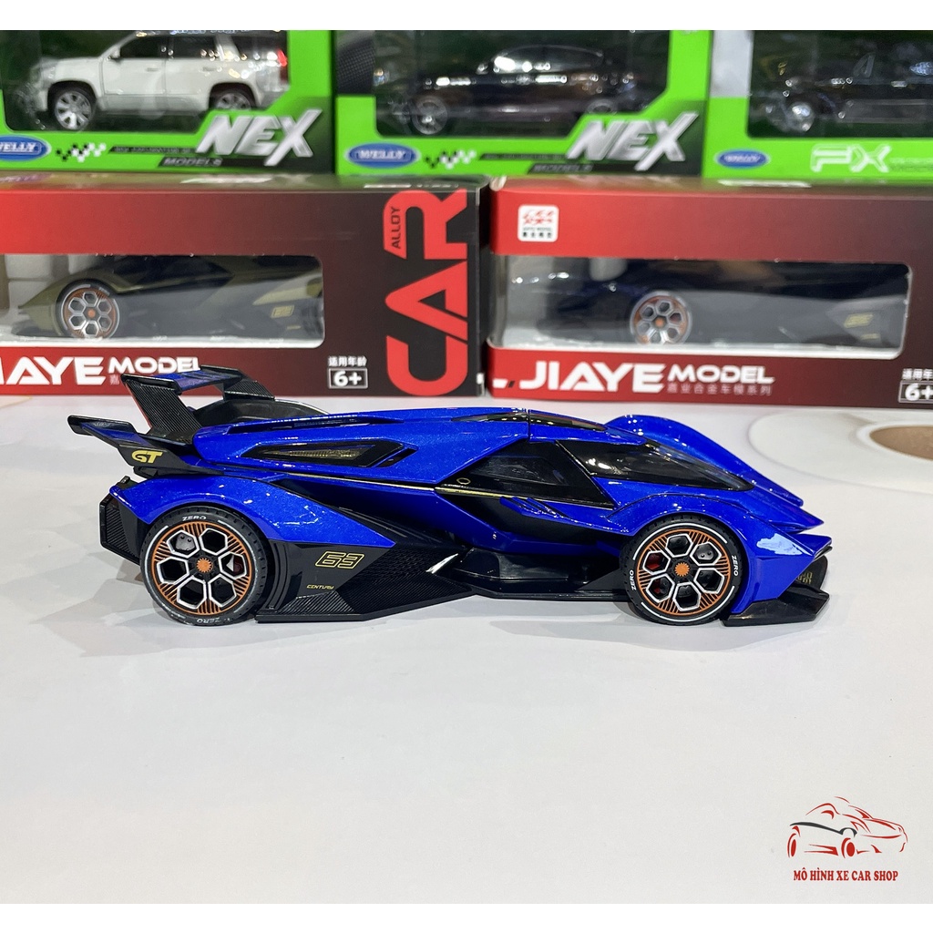 Mô hình xe kim loại siêu xe Lamborghini V12 Vision GranTurismo tỉ lệ 1:24 hãng Jiaye 3 màu