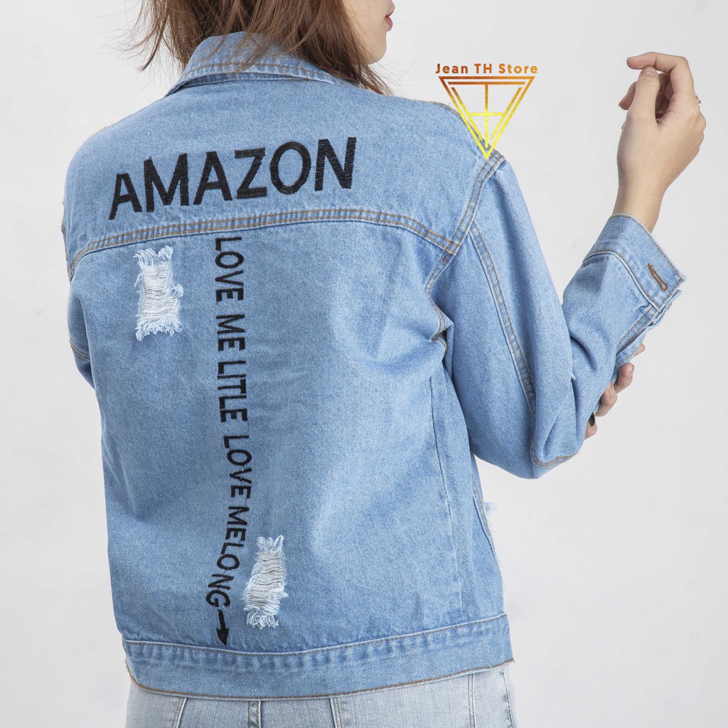 Áo khoác jean nữ TH Store Amazon thời trang cá tính áo khoác bò phong cách ulzzang chống nắng