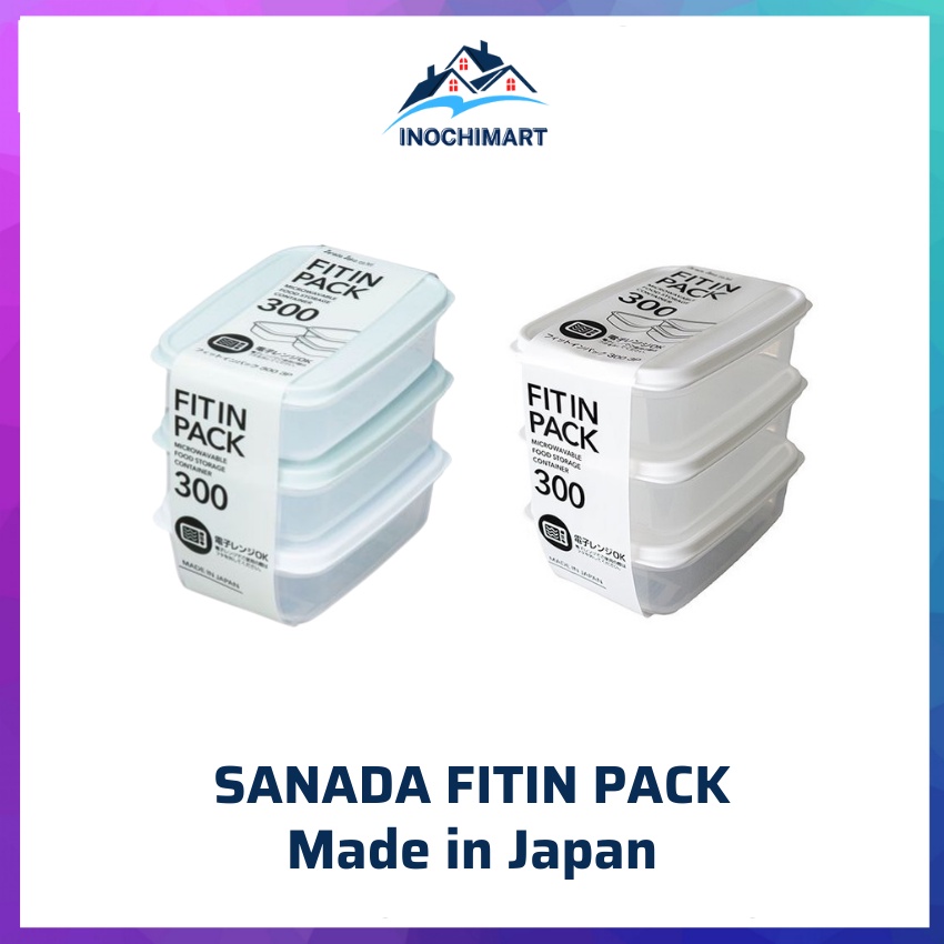 Set 3 Hộp Nhựa Đựng Thực Phẩm Mini 300ml Nắp Dẻo Sanada Fitin Pack Trữ Đông Thức Tủ Lạnh