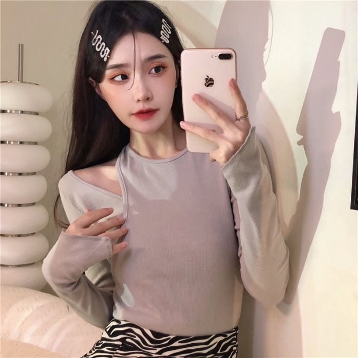 Áo Thun COZOK Tay Dài Dáng Ôm Thiết Kế Độc Đáo Thời Trang Dễ Phối Đồ