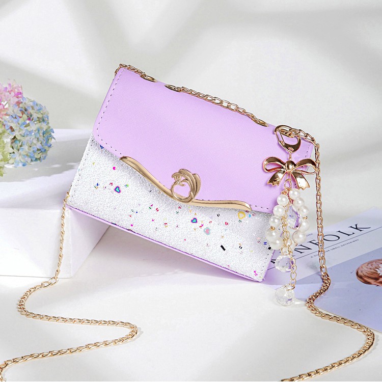 Túi Đeo Chéo Nữ Da Mềm Dễ Thương Khóa Gài T31 Tím Hoa Sim