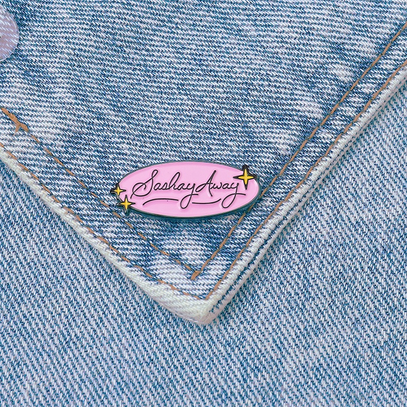 Ghim Cài Áo Hình Oval Tráng Men Họa Tiết Chữ RuPauls Hoạt Hình Màu Hồng Thời Trang Cho Nữ