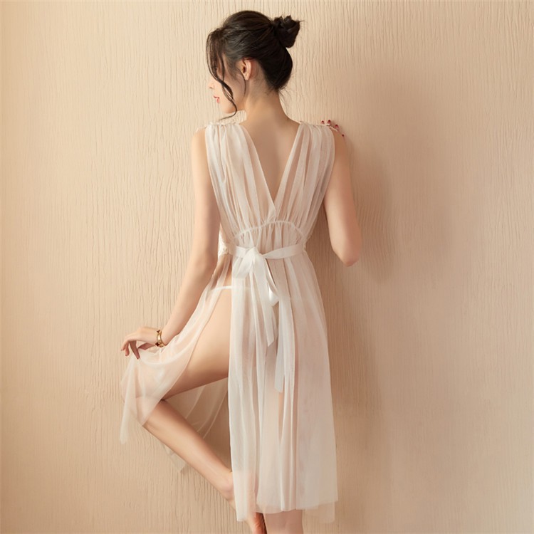 Váy ngủ / Đầm ngủ nữ hoàng xẻ tà ren xuyên thấu 5109 + Tặng kèm quần chíp xinh