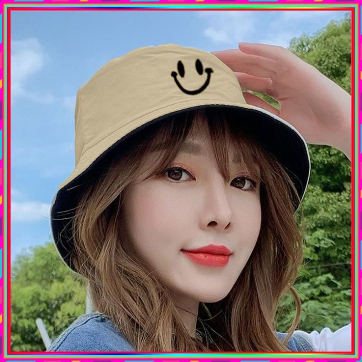 💥 ĐÔI LÀ THÍCH 💥  Nón bucket, Mũ tai bèo tròn vành phong cách Ulzzang Unisex 2 Mặt in hình mặt cười, NÓN BÁN BÁO 👒