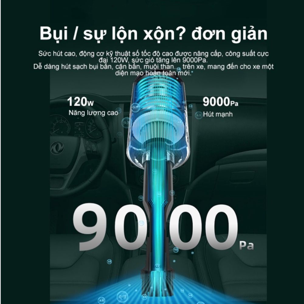 Máy Hút Bụi Cầm Tay Không Dây Mini Đa Năng Hút Cực Mạnh 6000PA - 120W Bảo Hành 36 Tháng COTEMIN