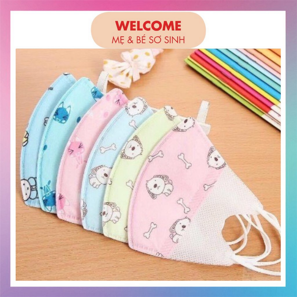 Khẩu trang 3D cho bé, sét 10 khẩu trang y tế trẻ em 3 lớp kháng khuẩn ngăn bụi hiệu quả cho trẻ sơ sinh đến 3 tuổi