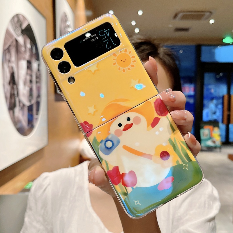 Ốp Điện Thoại Silicon Mềm Họa Tiết Vịt Hoạt Hình blu-ray Cho samsung galaxy z flip 3 flip4 z flip3