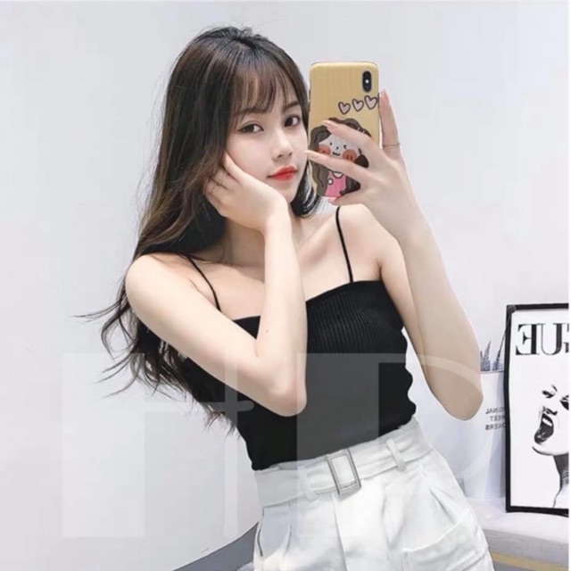 Áo cúp 2 dây thun gân CHY828