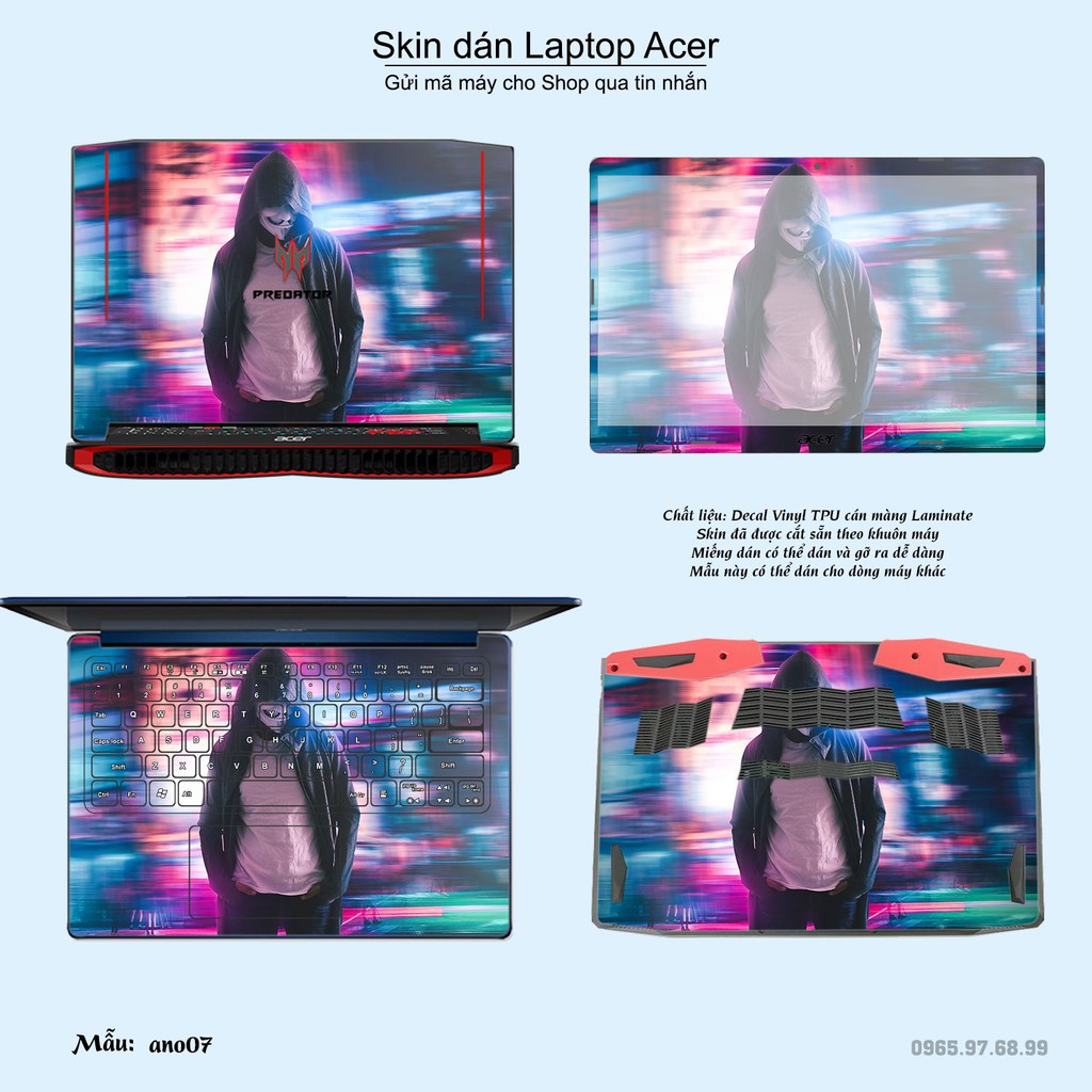 Skin dán Laptop Acer in hình Anonymous (inbox mã máy cho Shop)