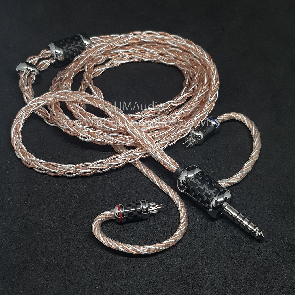 Dây tai nghe Hybrid đồng và đồng mạ bạc 7NOCC Litz 24AWG 1.2mm tết 8 - Connector 2pin 0.78mm