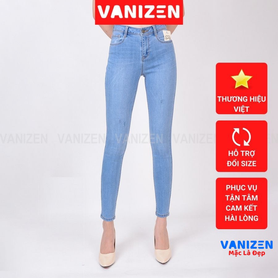 Quần jean nữ lưng cao skinny jeans ⚡️ quần bò nữ cạp cao dáng ôm dài VANIZEN Shop mã 401