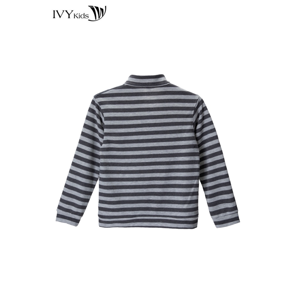 Áo thun kẻ dài tay bé trai IVY moda MS 58K1402