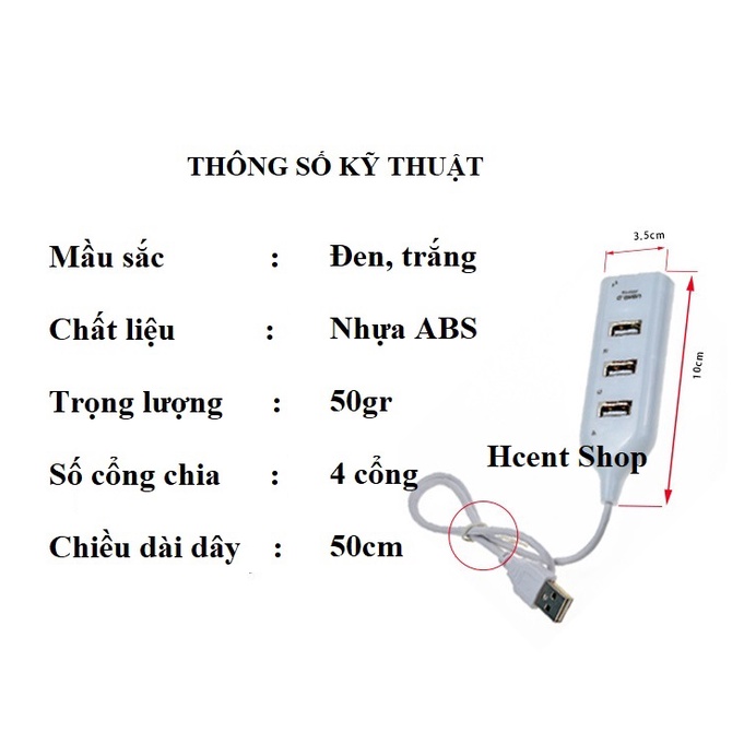 Bộ chia 4 cổng USB, HUB chia 4 cổng USB mở rộng truyền dữ liệu tốc độ cao tiện dụng loại 1