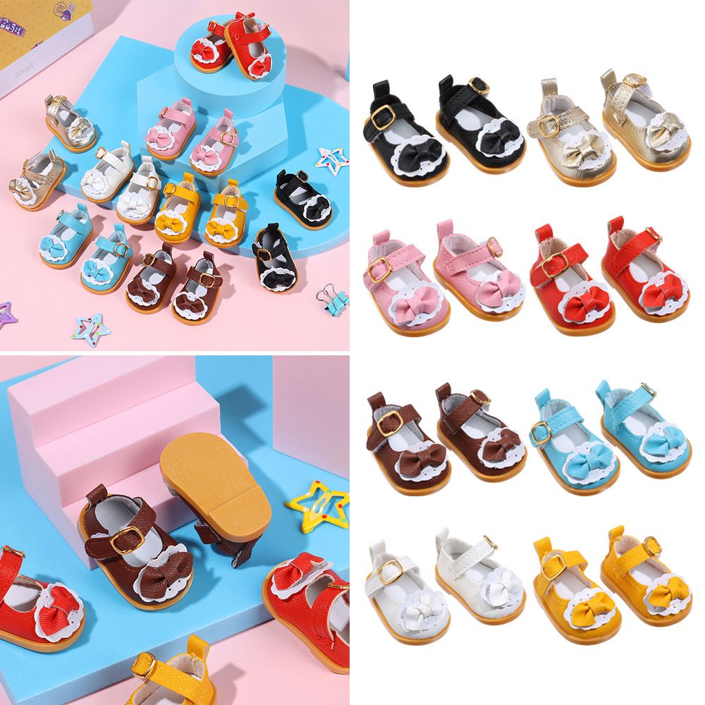Giày sandal da đính nơ xinh xắn cho búp bê nữ 14 inch
