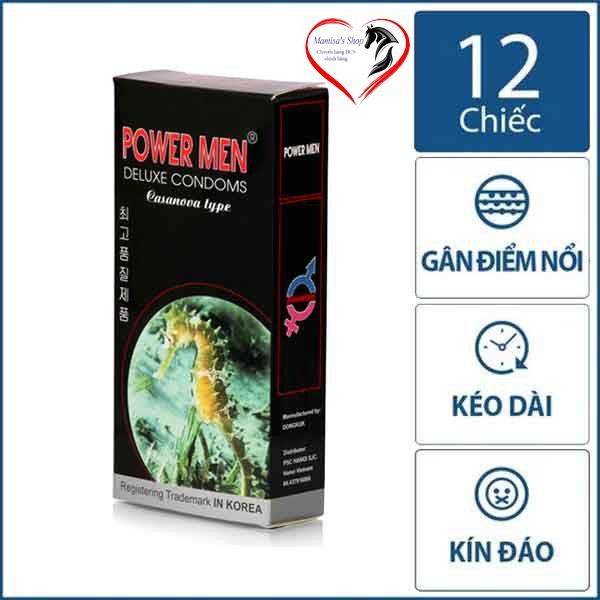 [Che Tên Khi Giao] Bao Cao Su Kéo Dài Thời Gian Quan Hệ Powermen Cá Ngựa Đen , Có Gân Gai Bi Tăng Cảm Giác