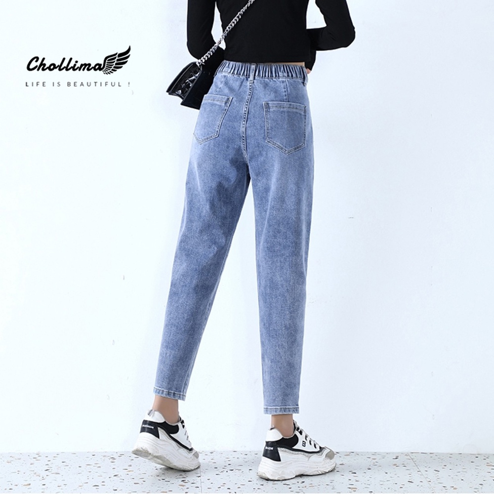 Quần baggy jeans nữ Chollima form rộng lưng thun gắn mạc đen QD008 ulzzang phong cách hàn quốc