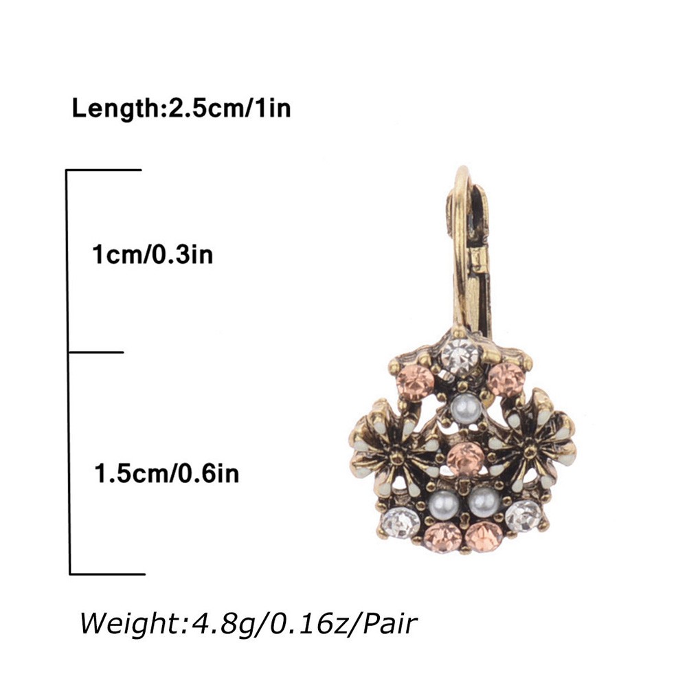 Khuyên tai hoa đính đá pha lê phong cách Boho cổ điển