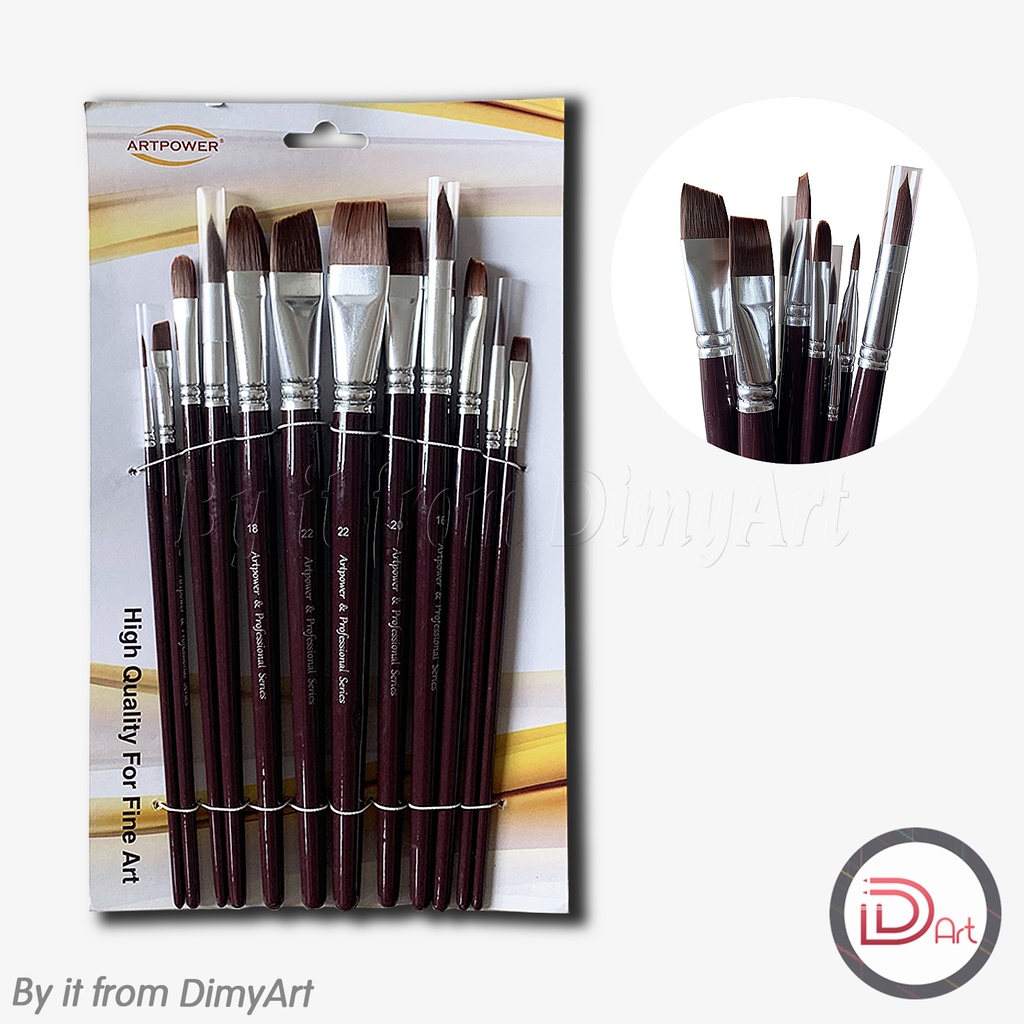 [Mã T054] Bọ Cọ Vẽ Màu Acrylic, Sơn Dầu Art Power 12 Cây Nhiều Đầu