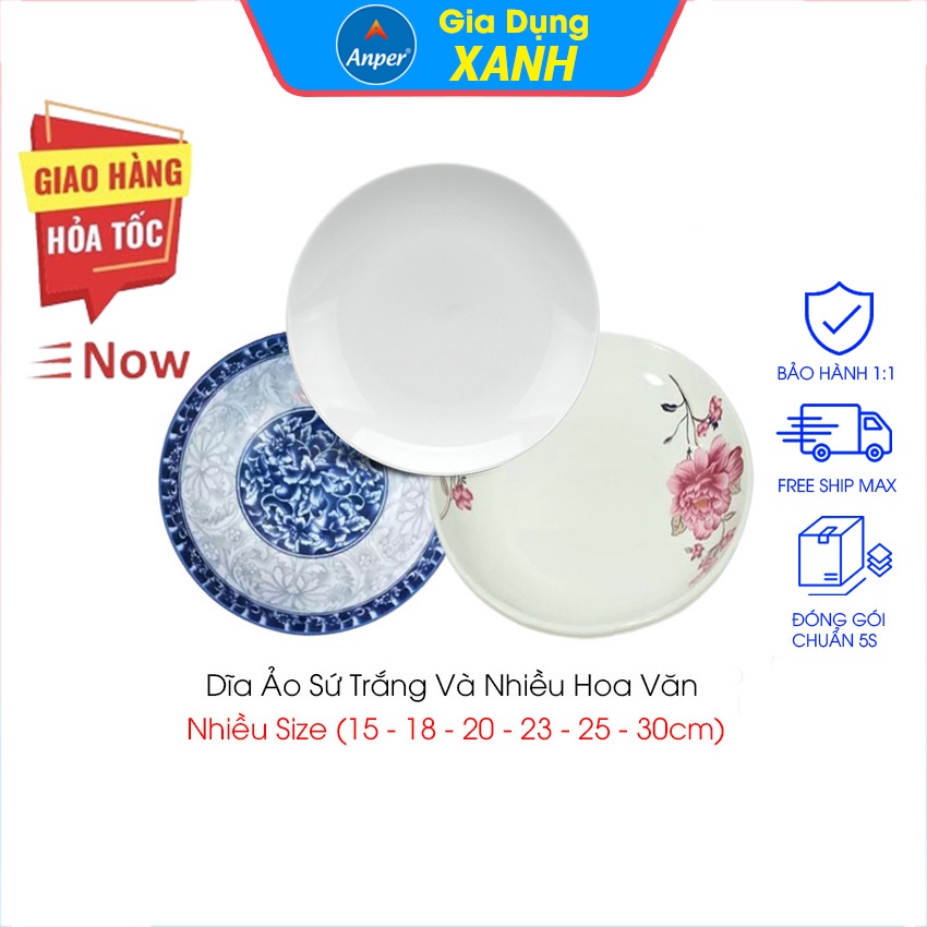 ( Chỉ giao hỏa tốc HCM ) Đĩa sứ ANPER 15 18 25 30 cm nhật hàn dĩa sâu lòng đựng thức ăn hàng chính hãng