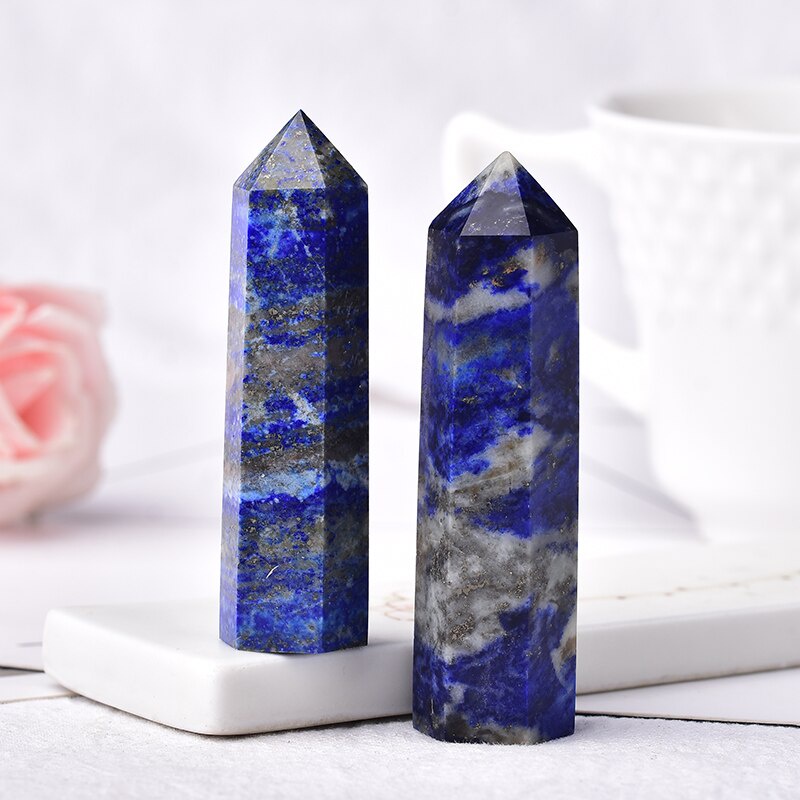1 Đá Tinh Thể Thạch Anh Lapis Lazuli Tự Nhiên Hình Trụ Lục Giác Dùng Để Trang Trí Nhà
