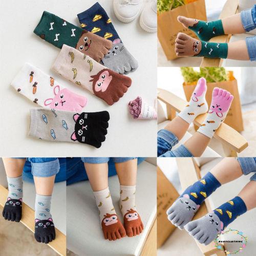 Đôi vớ chân tách 5 ngón tiện lợi ấm áp họa tiết hình thú đáng yêu dành cho bé