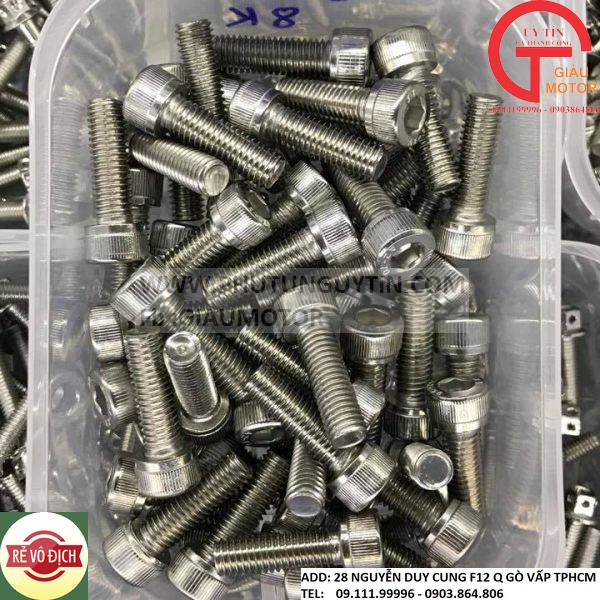 OCKIENG - ỐC INOX 8×25 ĐẦU LỤC GIÁC CHO XE MÁY