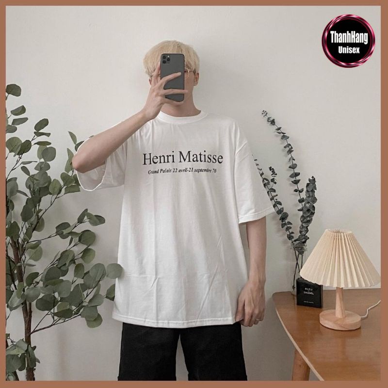 Áo thun tay lỡ unisex logo tay Henri Matisse