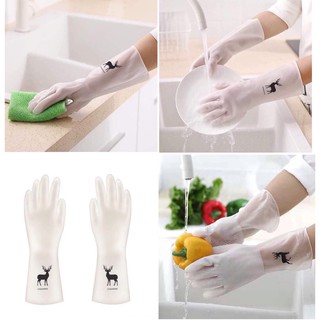 Đôi găng tay cao su hình hươu màu trắng siêu dai
